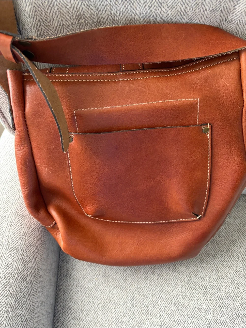 Patricia Nash Chestnut Brown Leather Messenger Saddle Bag